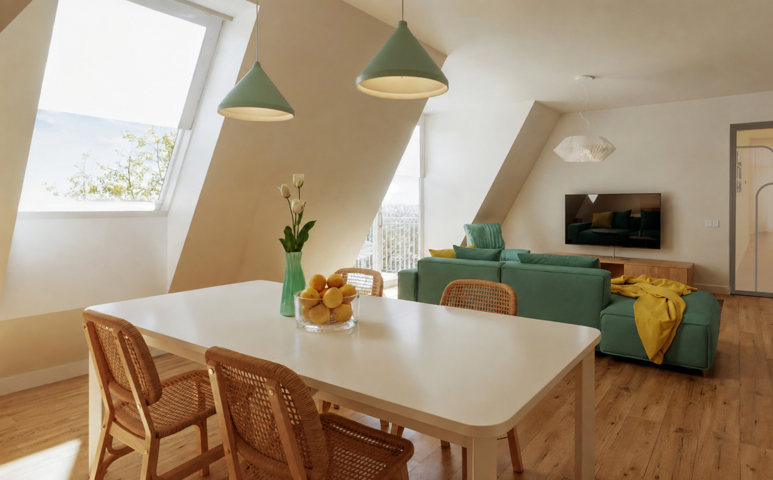 Eethoek en woonkamer van Project Wezep 17H